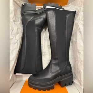 Timberland Everleigh Tall Platform Boot in Black Full Grain size 8.5 NWT